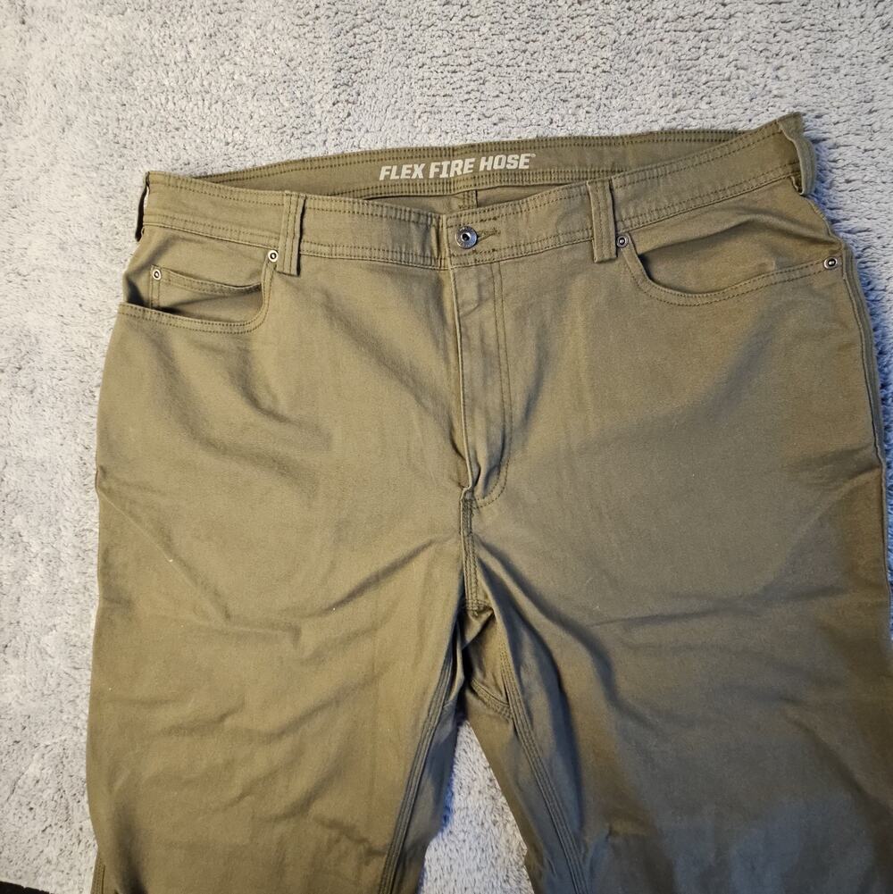 Mens 40x32 Khaki Flex Fire Hose Relaxed Fit Utility Pants by Duluth Trading